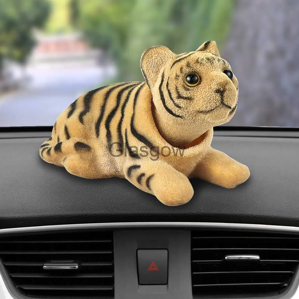 Interior Decorations Car Ornament Nodding Tiger Doll Automotive Interior Dashboard Decoration Shaking Head Bobblehead Toys Cute Car Accessories Gifts x0718