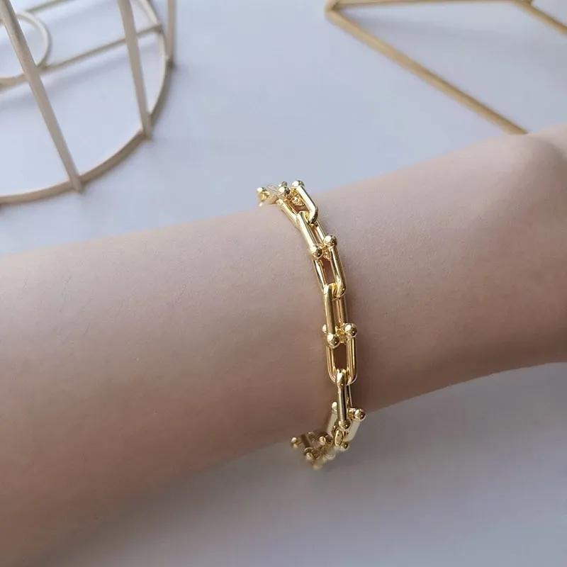 18k corrente de ouro designer jóias pulseira jewlry designr mulheres jóias de ouro amante pulseira simples ins charme pulseira designr jóias