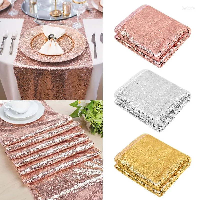 Party Decoration 180x30cm Sequin Table Runners Rose Gold Glitter Cover For Wedding Birthday Decorations Christmas Home Decor