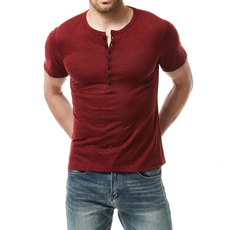 メンズTシャツヘンリーネックカジュアルファッション短袖軽量Tシャツ夏の薄いソフトスポーツトップメンズ衣類230718