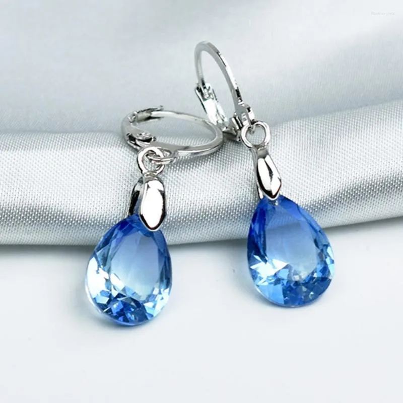 Kolczyki Dangle Luksus kryształowy woda upuszcza Kobiety Kolorowa biżuteria żeńska niebieskie kolczyki geometryczne kolczyki akcesoria ślubne