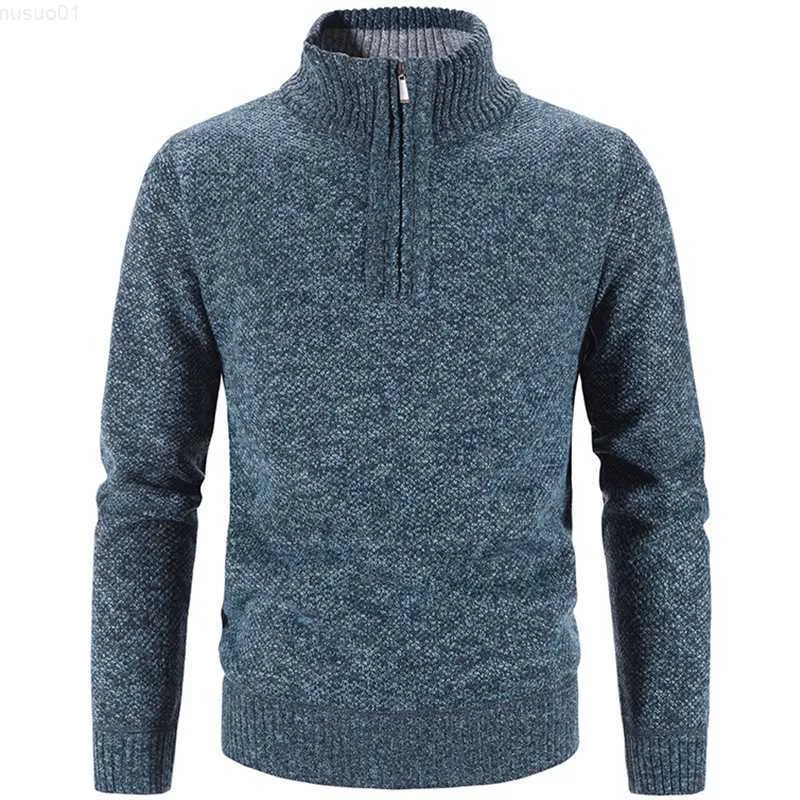 Heren Truien Herfst Winter Dikke Gebreide Trui Mannen Truien Effen Kleur Rits Mock Neck Slim Fit Gebreide Truien Mannen Causale Trui Man L230719