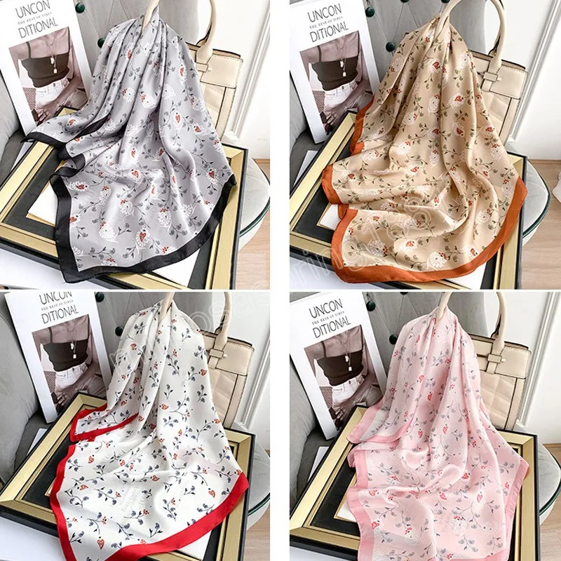 70*70cm Handkerchief Neck Scarf For Women Small Shawl Wraps Silk Satin Hair Scarfs Female Square Headband Bandana Head Scarves