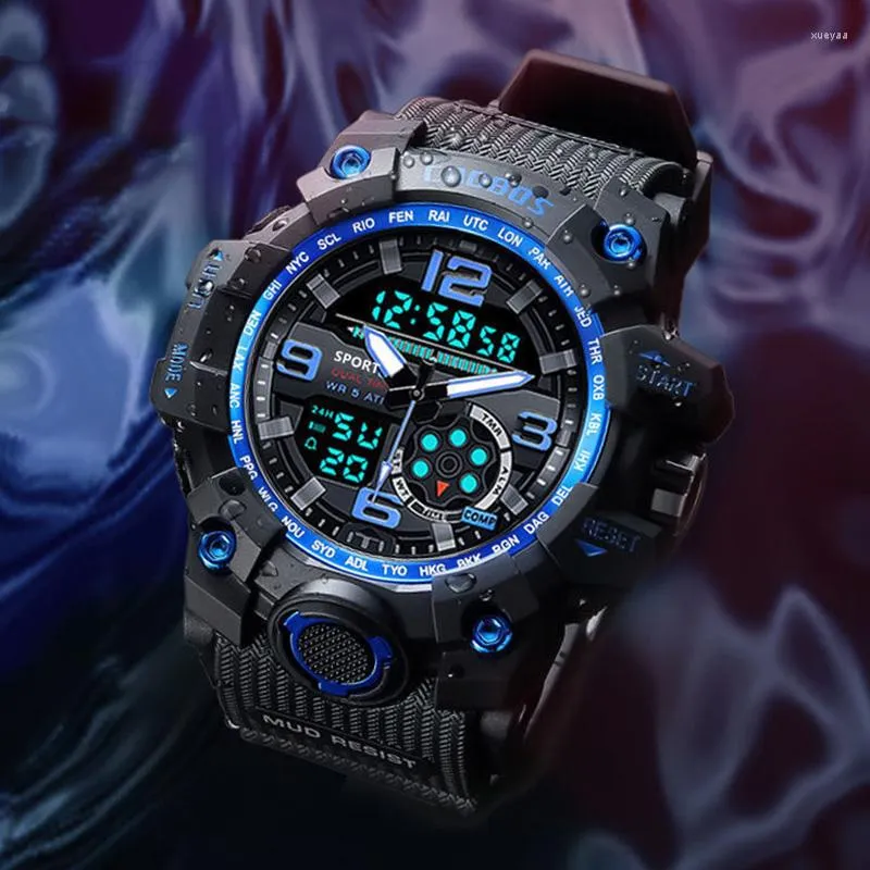 Relojes de pulsera de moda para hombres, reloj electrónico militar de infantería G, reloj de mano resistente al agua a prueba de golpes, reloj de pulsera de cuarzo para deportes al aire libre para estudiantes