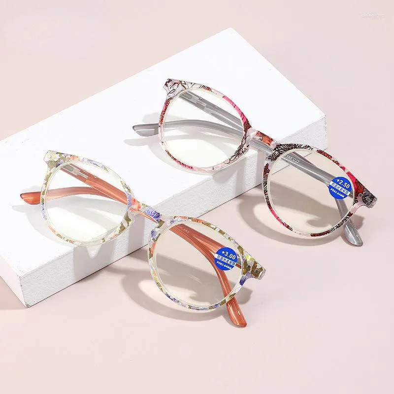 Sonnenbrille Runde Lesebrille Frauen Mode Anti Blaues Licht Presbyopie Auge Weibliche Ultraleicht Vintage Brillen 1,0-4,0 Mit Tuch