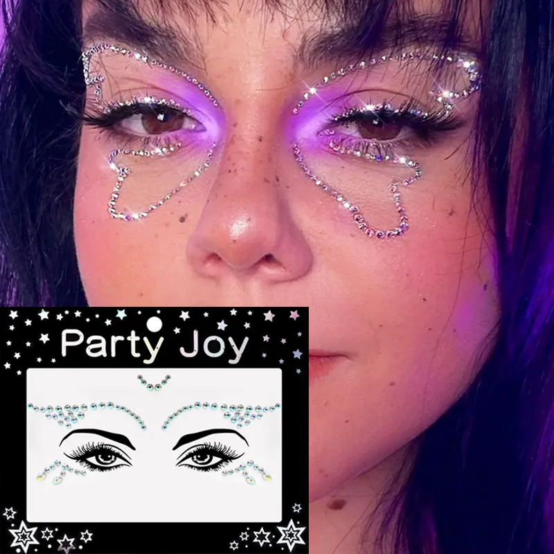 1 ark ansikte juveler klistermärken diamant festival fest makeup kropp konst eyeliner smycken ögon strass tillfälliga tatueringar skönhet