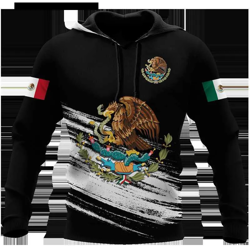 Men's Hoodies Sweatshirts Autumn Men's Hoodie Mexico Flag Print Top Hooded Pullover Oversized Men's Clothing Street Fashion Sweatshirt T230719