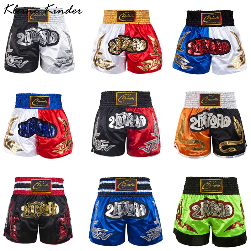 Shorts pour hommes courts enfants thaïlandais boxe courte enfants pantalons boxe thaïlandaise femmes MMA filles Taekwondo Shorts de boxe garçons saisir bâton 230718