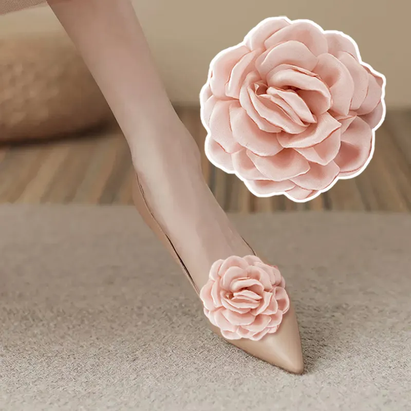 Shoe Parts Accessories 2 pink floral shoe clips for elegant women's shoe decoration detachable shoelace buckle for used for pump flat DIY accessories 230718