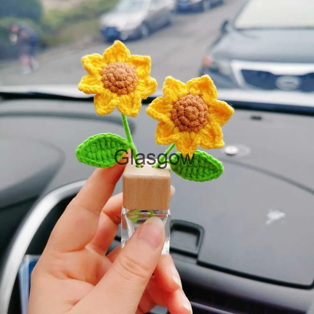 Handmade Crochet Sunflower Car Vent Clip Cute Car Air Freshener Diffuser,  Essential Oil Vent Clip, Car Accessories Plant Decor x0718