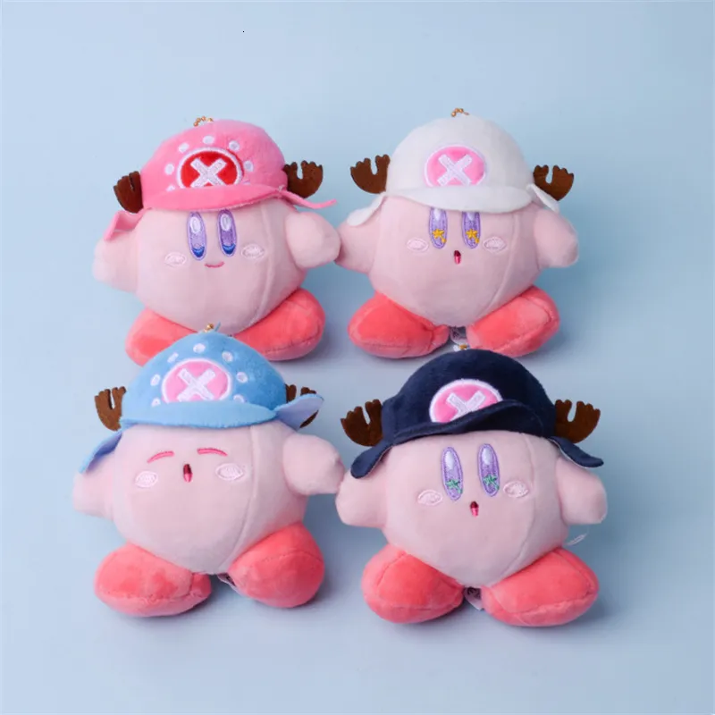 Keychains Lanyards 12PCSLot 12CM Hat Kirby Game Cute Plush Dolls Toys Woman Girl Kids Student Bag Keychain Small Pendant For Kids Adult 230718