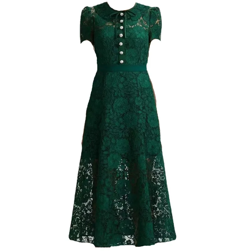 Green Lace Midi Dress With Cap Sleeves And V Neck ... From Shunlifacai669,  $109.28 In Bulk | DHgate.Com