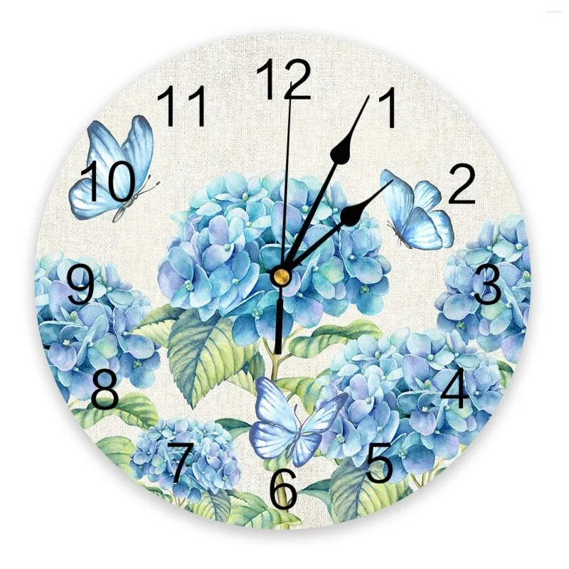 壁の時計夏の花とゆったり蝶の時計現代のデザインリビングルーム装飾キッチンサイレントホーム装飾