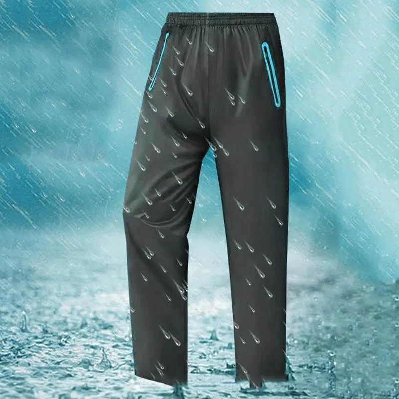 Men's Pants Straight Leg Appears Thin Waterproof Double-Layer Thickened Wear-Resistant Breathable Rain Outfits