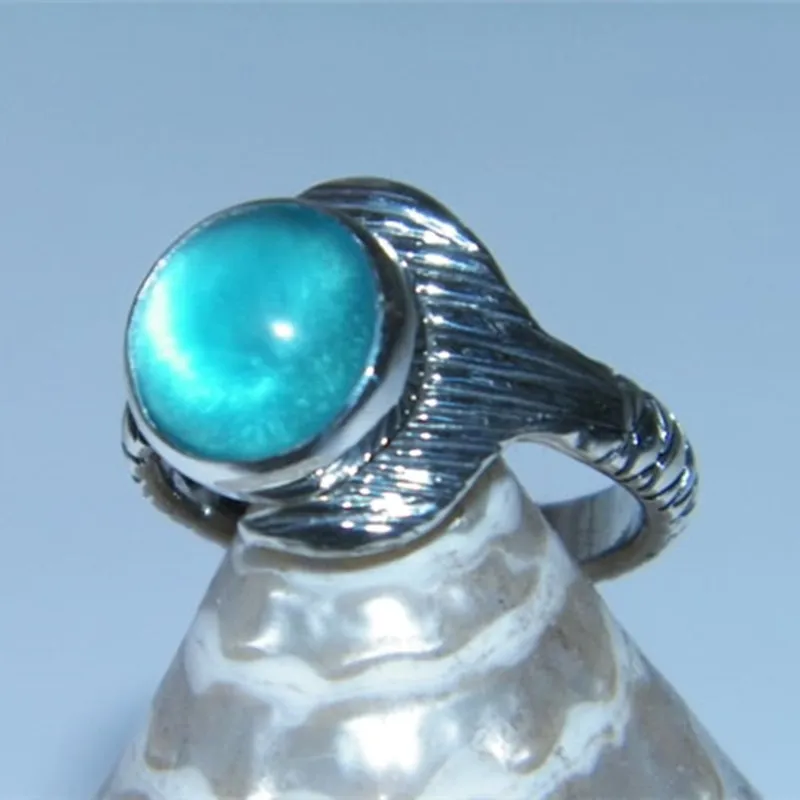 Bohemian Turquoise Mermaid Ring Opening Adjustable Rings for Women Stainless Steel Jewelry Accessories Birthday Party Gifts