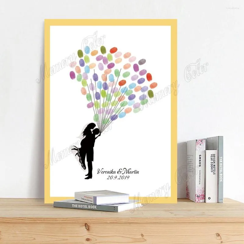 Party Supplies Personalized Bride And Groom Name Wedding Date Fingerprint DIY Painting Guestbook For Anniversary Decoration