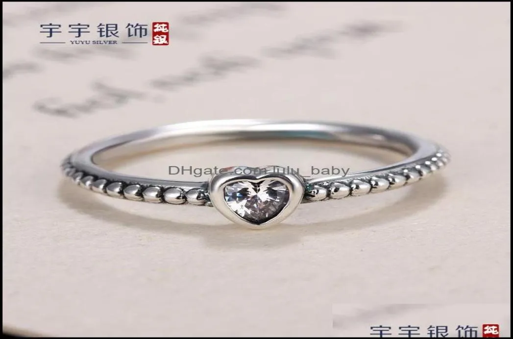 Pierścienie zespołowe 925 Sier Heart Ring Fit Pandora CZ Biżuteria na rocznicę dla kobiet prezent świąteczny Drop dostawa 2021 Baby DHBUX2133660