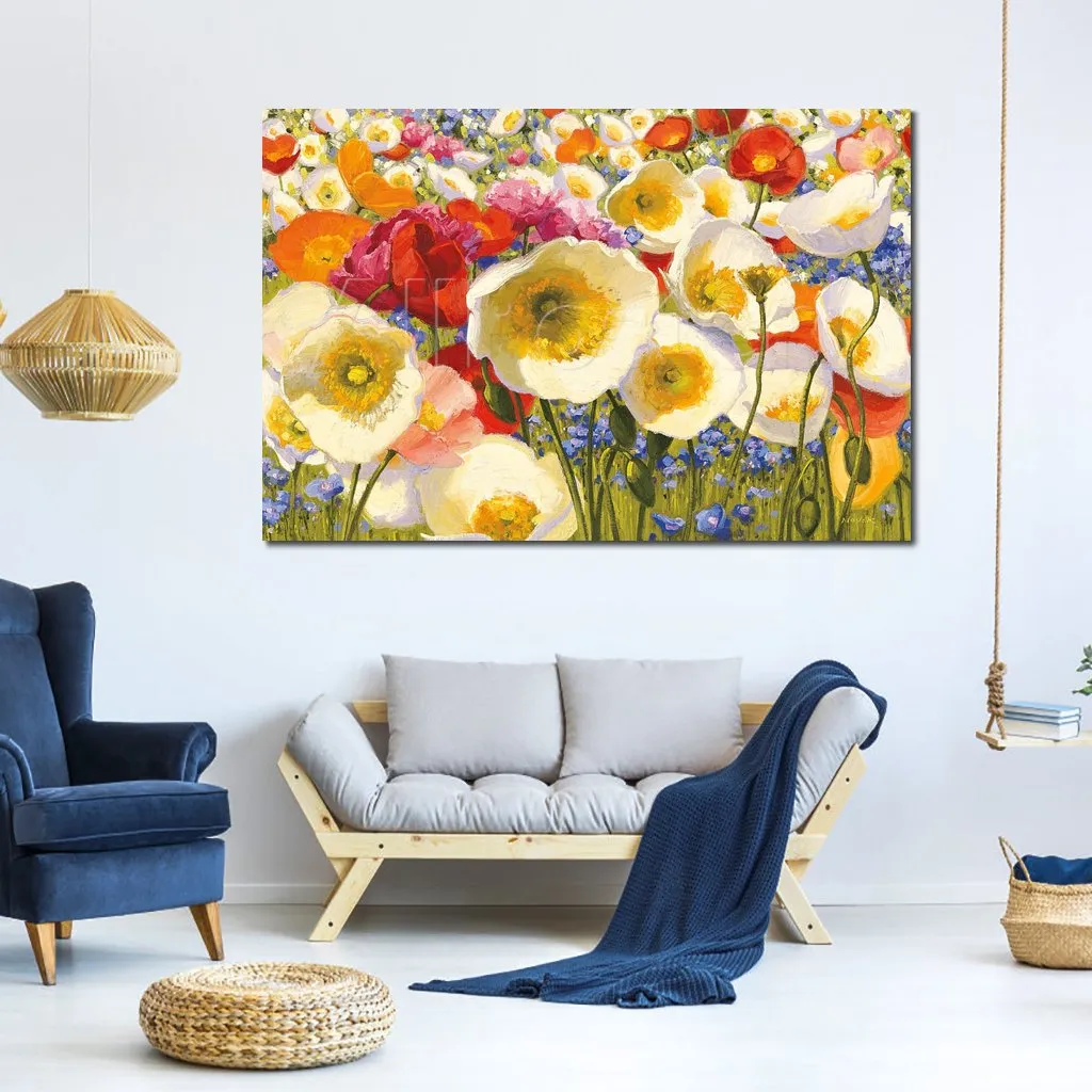 Textured Canvas Art Flowers Sunny Abundance Handmade Abstract Oil Paintings Contemporary Wall Decor