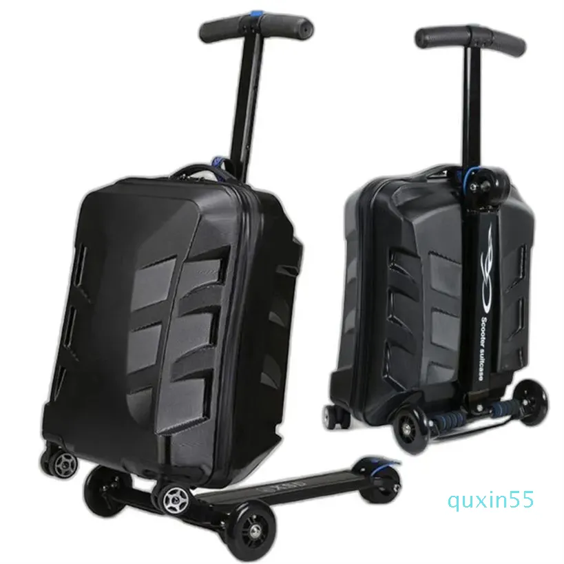 21 Inch Carry On Luggage Trolley Kids Sit Scooter Travel Suitcase Lazy Case With Fixed Casters From Quxin55 180.44 DHgate.Com