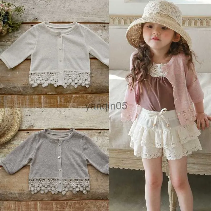 Pullover Sommer Neue Mädchen Spitze Sonnenschutz Moskito Mantel Lange Kleinkind Mädchen Strickjacke Spitze Kinder Oberbekleidung Mädchen Prinzessin Mantel CL940 HKD230719