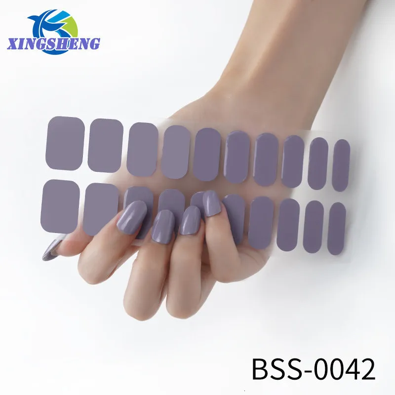 Klistermärken dekaler 20 bitar av solid nageldesign semi curing gel nagellack klistermärke full gel nagelförpackning finger klistermärke 230718