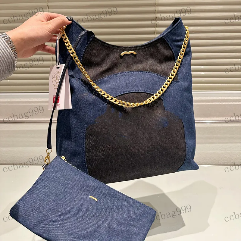 Designer Womens Shoulder Bag Classic Double Color Denim Bag Beach Bag Overized Shopping Bag Two Piece Tote Purse Matelasse Chain Underarm Påsar Travelväskor 30 cm