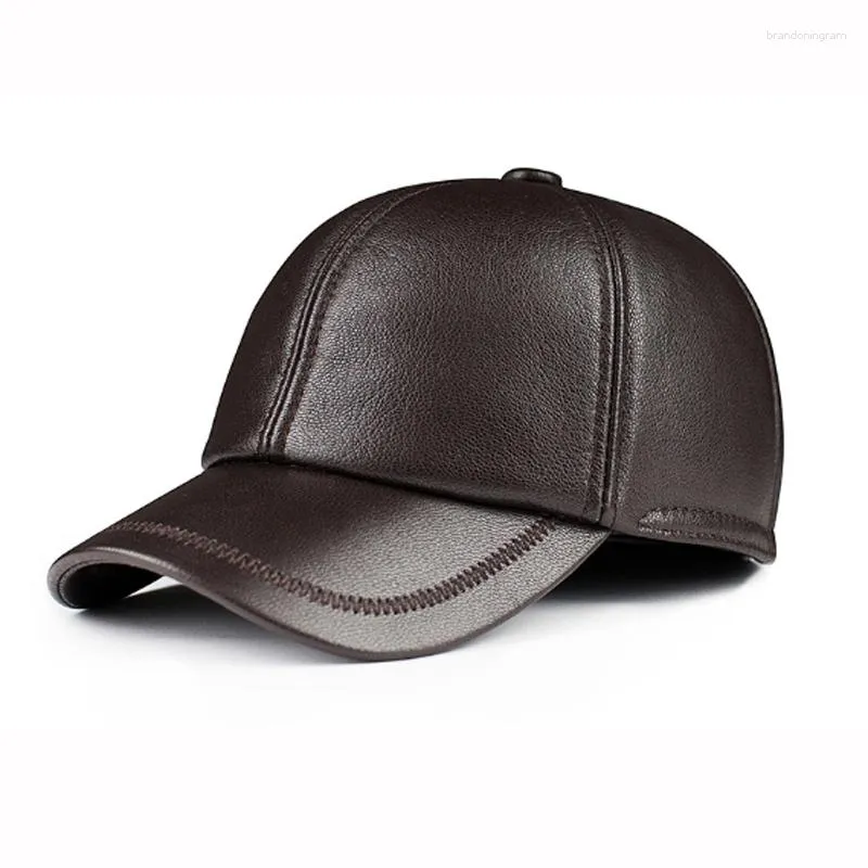 Mens Genuine Leather Sheepskin Mens Leather Baseball Cap 2023 Collection Solid Black Brown 56 60CM Casual Street Dad Hat From Brandoningram 20.46 DHgate.Com