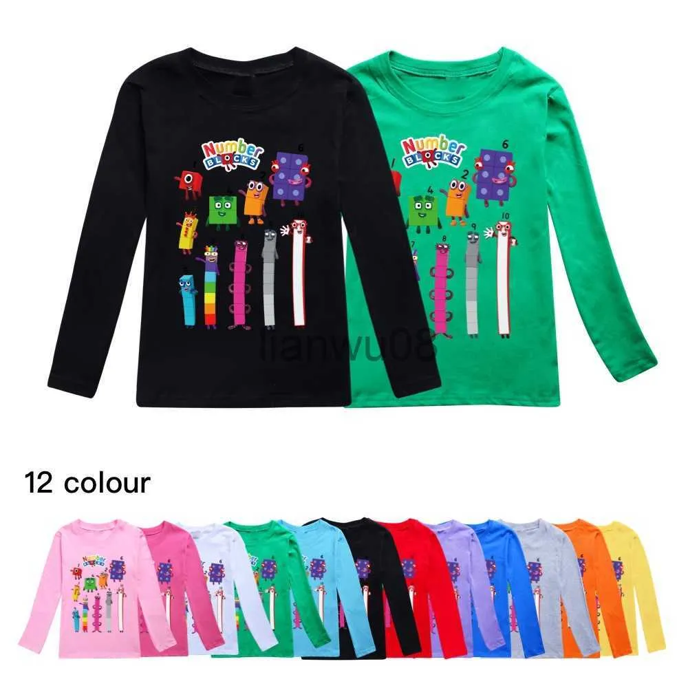 T-shirts Anime Number Blocks T Shirt Kids Springautumn Sweatshirt Baby Girls Casual Tshirt Baby Boys Long Sleeves Top Children Clothing x0719