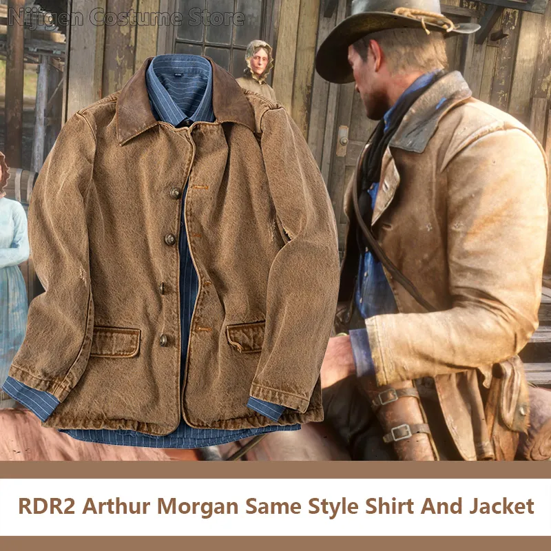 Abiti casual di base Gioco RDR2 Arthur Morgan Giacca dello stesso stile Western Denim Costumi Cosplay Camicia marrone e blu per uomo 230718