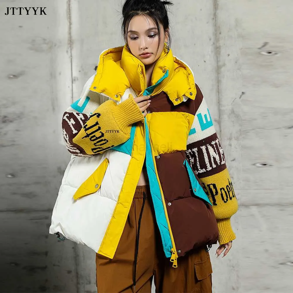 Femmes Plus La Taille Manteaux Manteaux Streetwear Lettre Couture Mode Doudoune Femme Nouveau Parka Capuche L che Hiver Vers Le Bas Manteau Femme