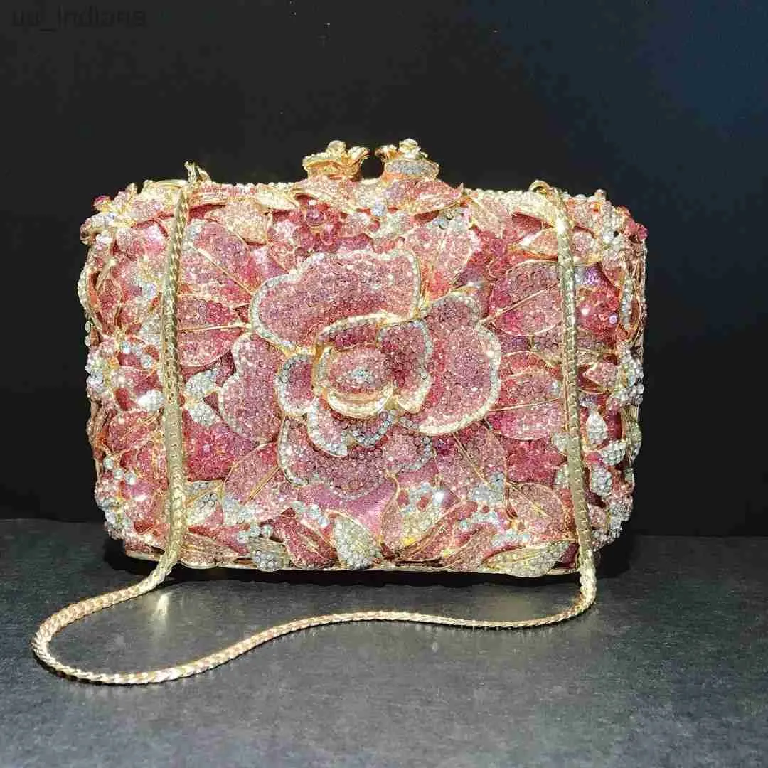 Evening Bags Newly arrived flowers crystals weddings bride clutch wallets luxury designers women's dinner parties cocktails handbags diamond bags in 2022 Z230719