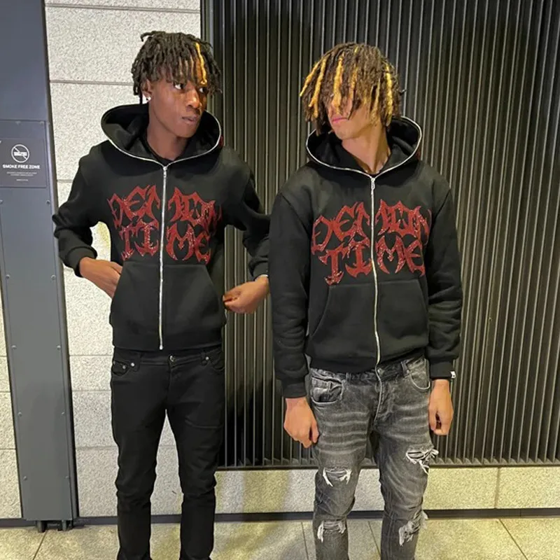 Men s Hoodies Sweatshirts American Vintage Goth Punk Ghostface Print Oversized Hoodie Streetwear Harajuku Fashion Zipper Loose Sweatshirt Women s