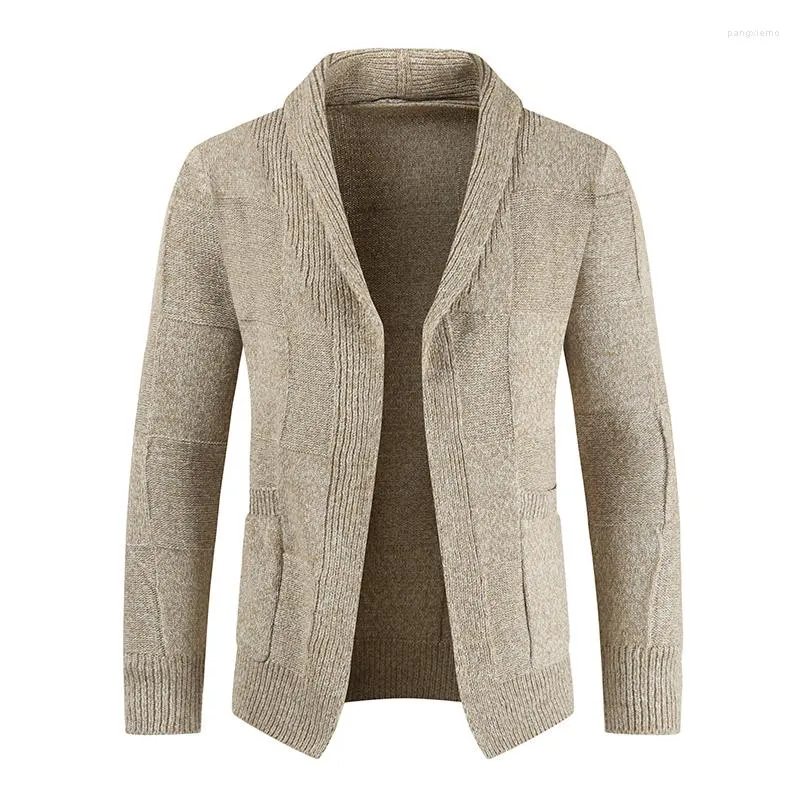 Suéteres para hombre 2023 estilo Otoño e Invierno personalizado Casual Polo suéter Color puro Simple moda cárdigan prendas de punto completo