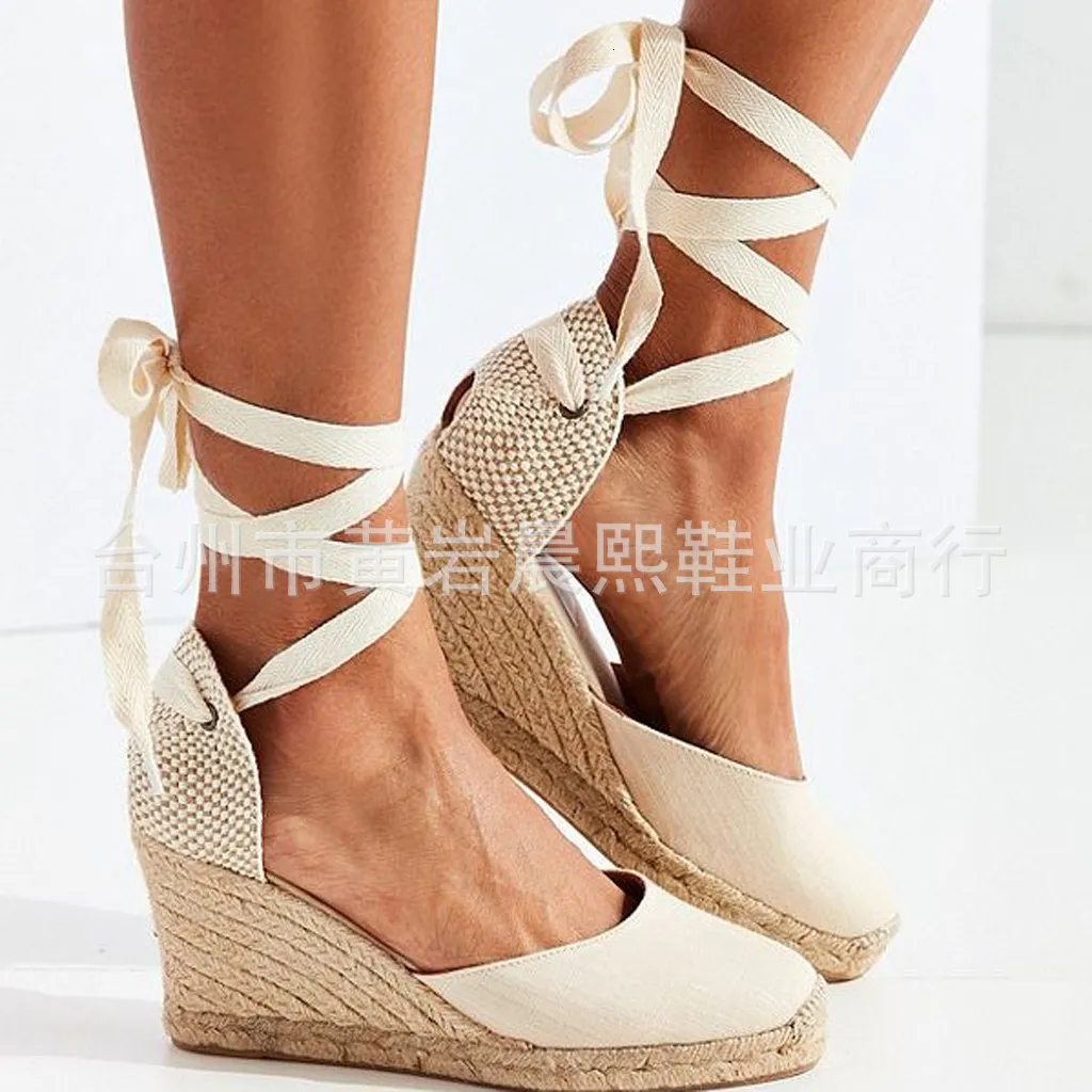 Strap Ankle Comfortable Espadrille Women's Sandals Slippers Ladies Womens Casual Shoes Breathable Flax Hemp Canvas Pumps 2 21 1