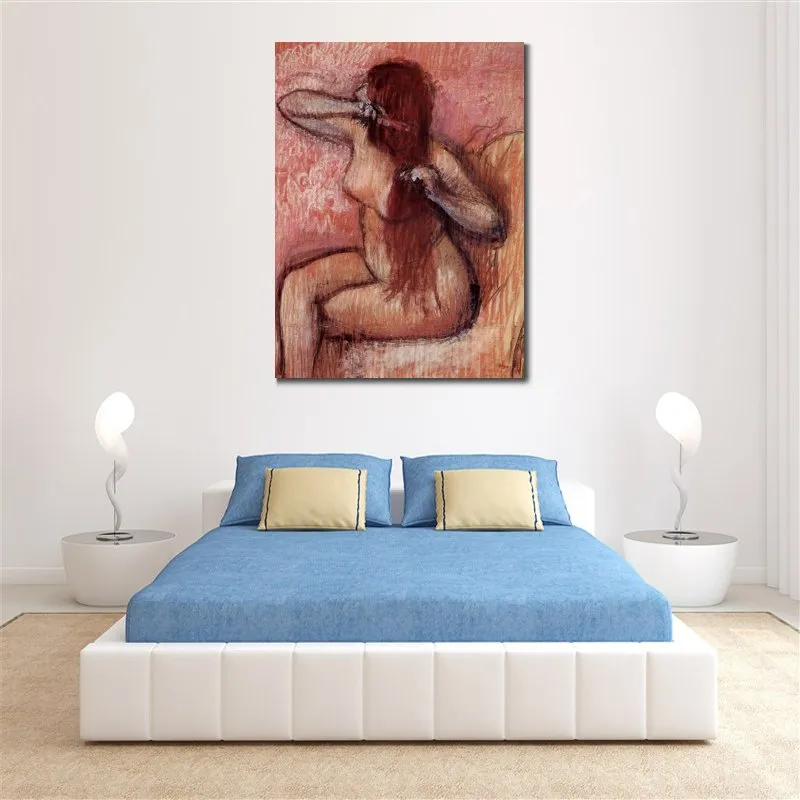 Ballerina Canvas Art Seated Nude Combing Her Hair Edgar Degas Painting Hand Oil Painted Home Office Wall Decor Modern