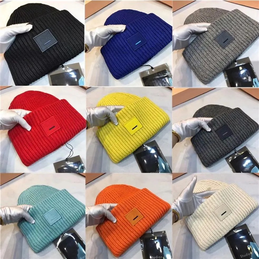 Herfst Winter Wol Gebreide Muts Voor Mannen Vrouwen Lachend Gezicht Effen Kleur Verdikte Zachte Warme Beanie Caps Outdoor Sport straat Hoed Wit275Z