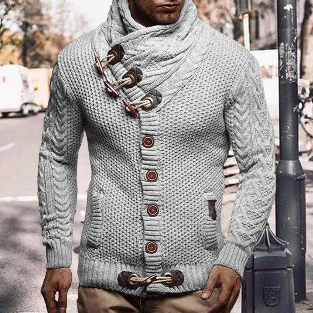 Pulls pour hommes élégants hommes pull à manches longues Streetwear Super doux tricot col haut pull Cardigan pull L230719