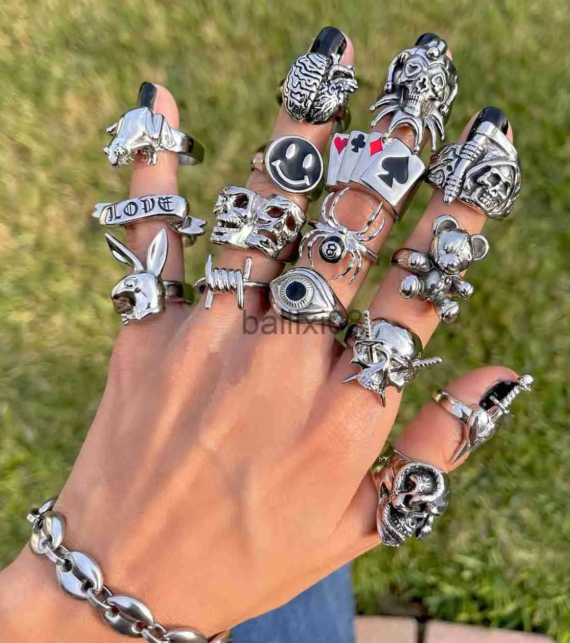 HZMAN Biker Cool Sugar Skull Rings for Men Women, CZ India | Ubuy