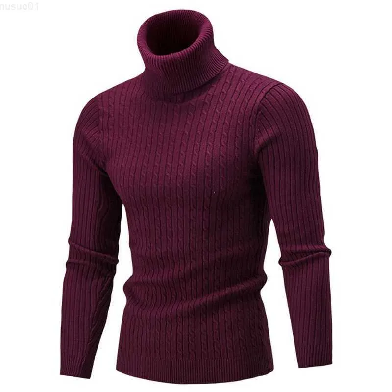 Herrtröjor Nya högkvalitativa herrar turtleneck tröja tröja skjorta långärmad varm stickad turtleneck tröja 7 färger l230719