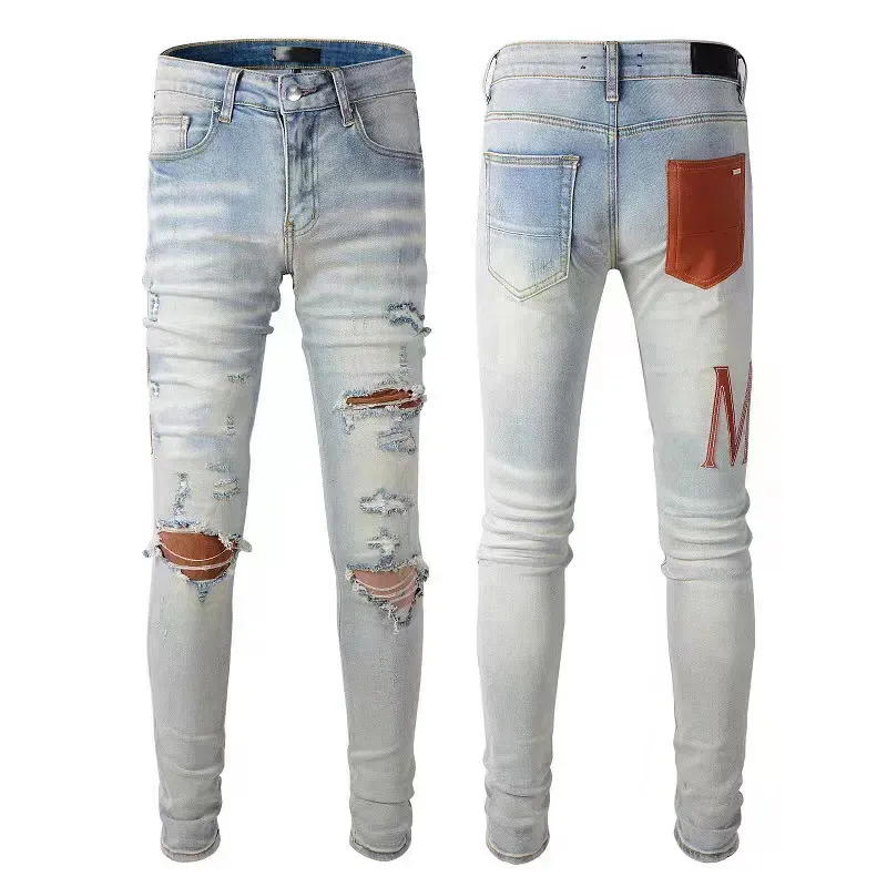 Mężczyzna dżinsy kobiety dżinsy fioletowe dżinsy chude dżinsy rozryte motocyklista szczupły proste chude spodnie projektanta dżinsy mody dżinsy męskie męki CHG23071917