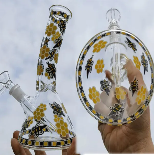vaso base Dab Rigs Downstem Perc Glass Bee Water Bongs Hookahs Heady glass Bong Smoke Pipe con 14 mm Bowl