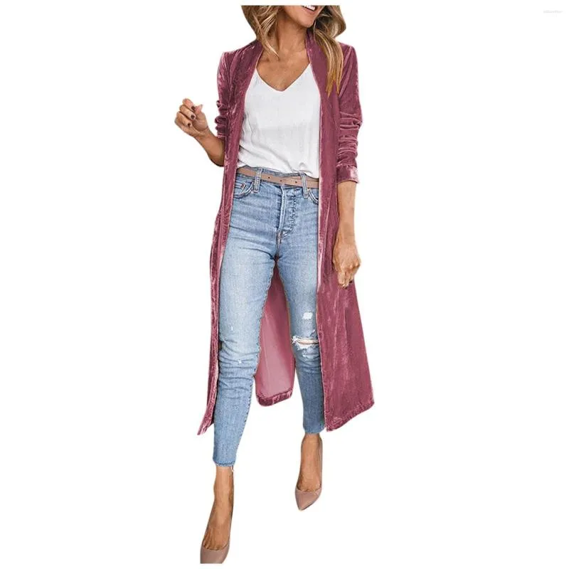 Women's Trench Coats Long Sleeve Tops Casual T-Shirts Cardigan Cover Up Blouse Extra Comfortable For Female