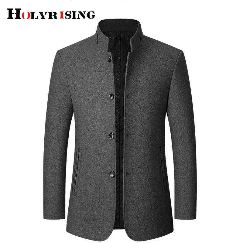Men's Wool Blends men 40% wool jackets stand collar woolen blend overcoats 4xl single button trench casaco masculino 19882 HKD230718