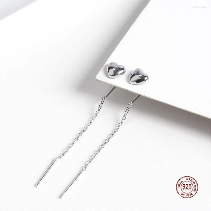 Dangle Boucles D'oreilles LKO Réel 925 En Argent Sterling Simple Coeur Goutte Pour Les Femmes Classique Gland Oreille Goujons Fille Cadeau Fine Bijoux Ornements