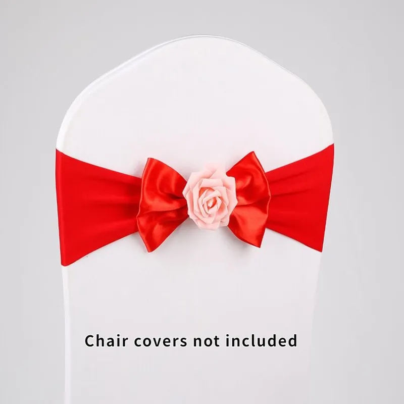 Sashes 50pcs Elastic free el chair cover back butterfly wedding celebration wedding chair back decoration streamer strap flower 230718