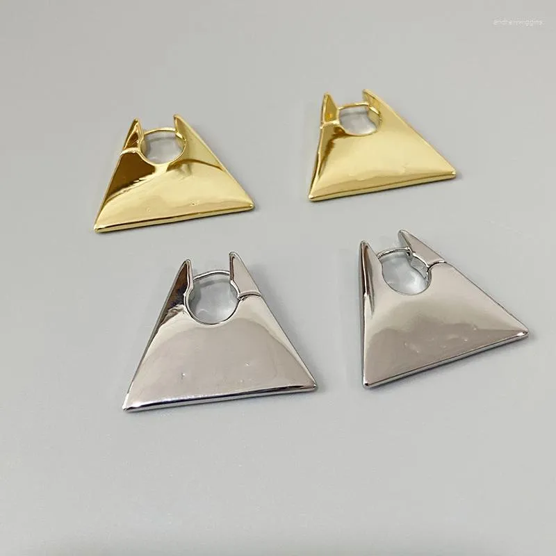 Dangle Earrings Simple Triangle Rhombus Three Dimensional Golden Female Personality Men Women Couples European And American Jewelry