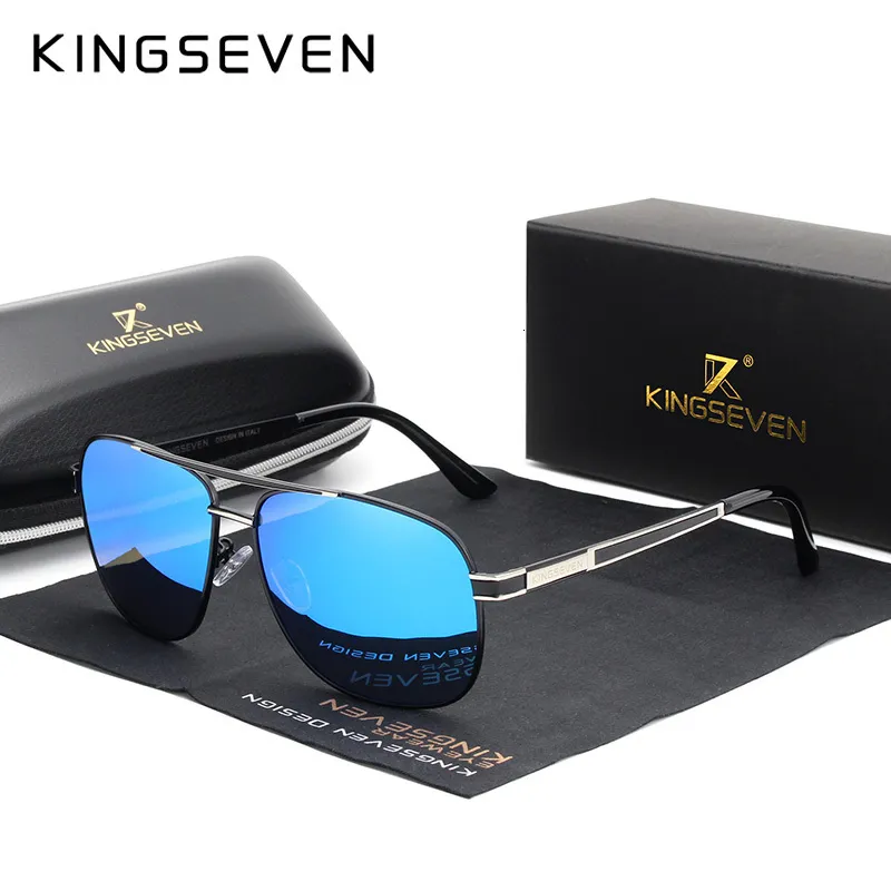 Okulary przeciwsłoneczne Kingseven mężczyzn Kobiety spolaryzowane kwadratowe czerwone lustro soczewki 100 UV Protection de Sol Masculino N738 230718