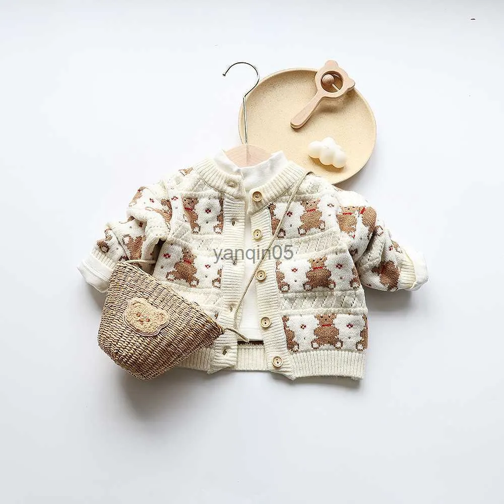 Pullover Herfst Kinderen Truien Beer Print Meisjes Truien Jongens Truien Kinderen Vesten HKD230719