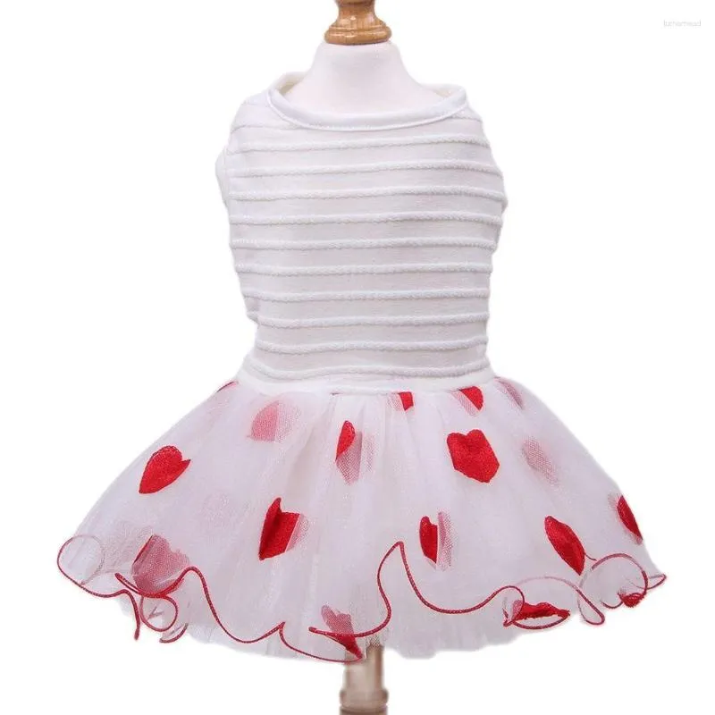 Abbigliamento per cani Princess Small Cat Dress Tutu Pet Puppy Wedding/Party Skirt Outfit Design a cuori a strisce