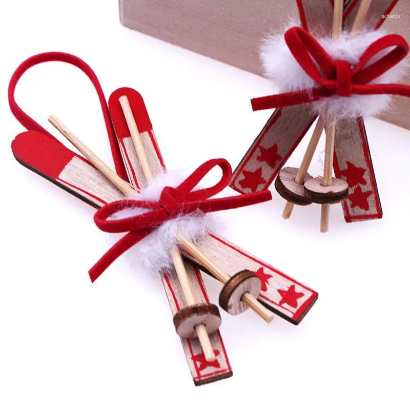 Juldekorationer 1 st trädhänge miniatyr släde modell xmas presentinredning leksak 7,8 cm
